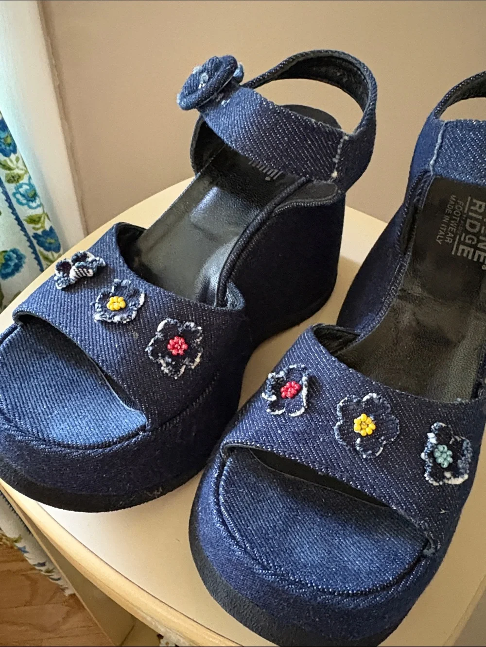 y2k Stone Ridge denim platform sandals